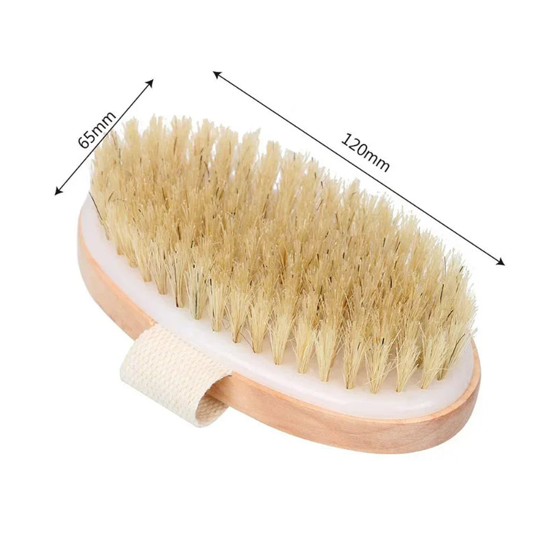 Wet Dry Skin Body Brush Natural Pig Bristles Dry Skin Exfoliating Body Massage Cleaning SPA Tool For Cellulite Lymphatic Drainag Viralgem Store