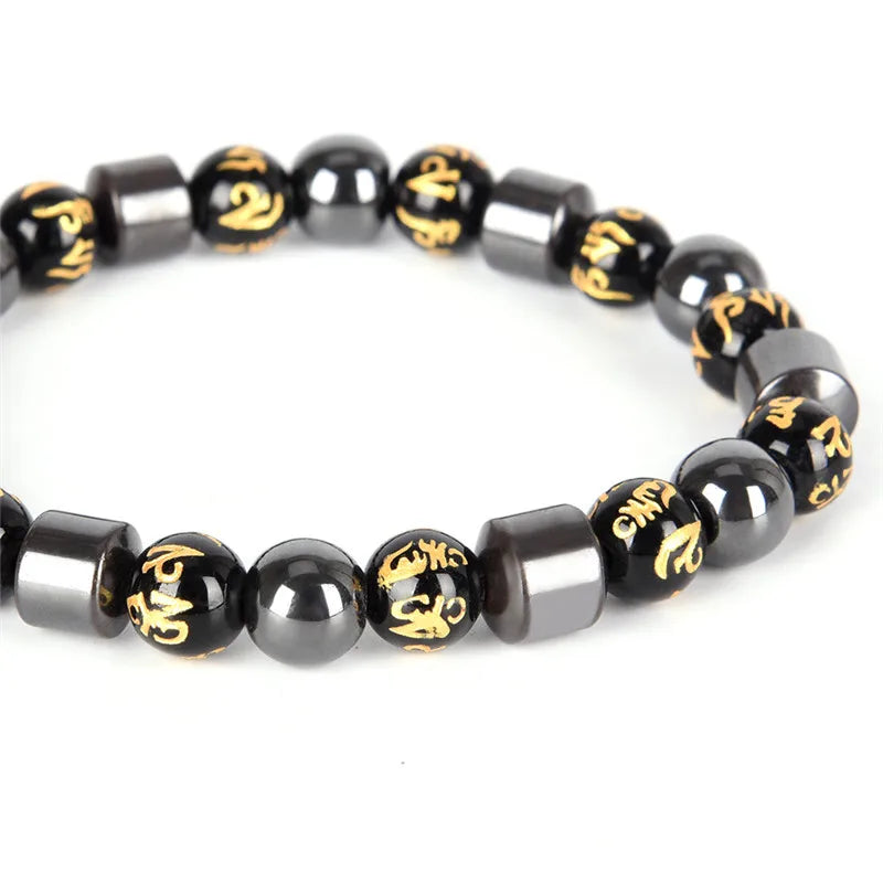 1PC Magnetic Therapy Bracelet Beads Hematite Stone Health Care Weight Loss Jewelry Magnet Mantra Natural Stone Bracelet