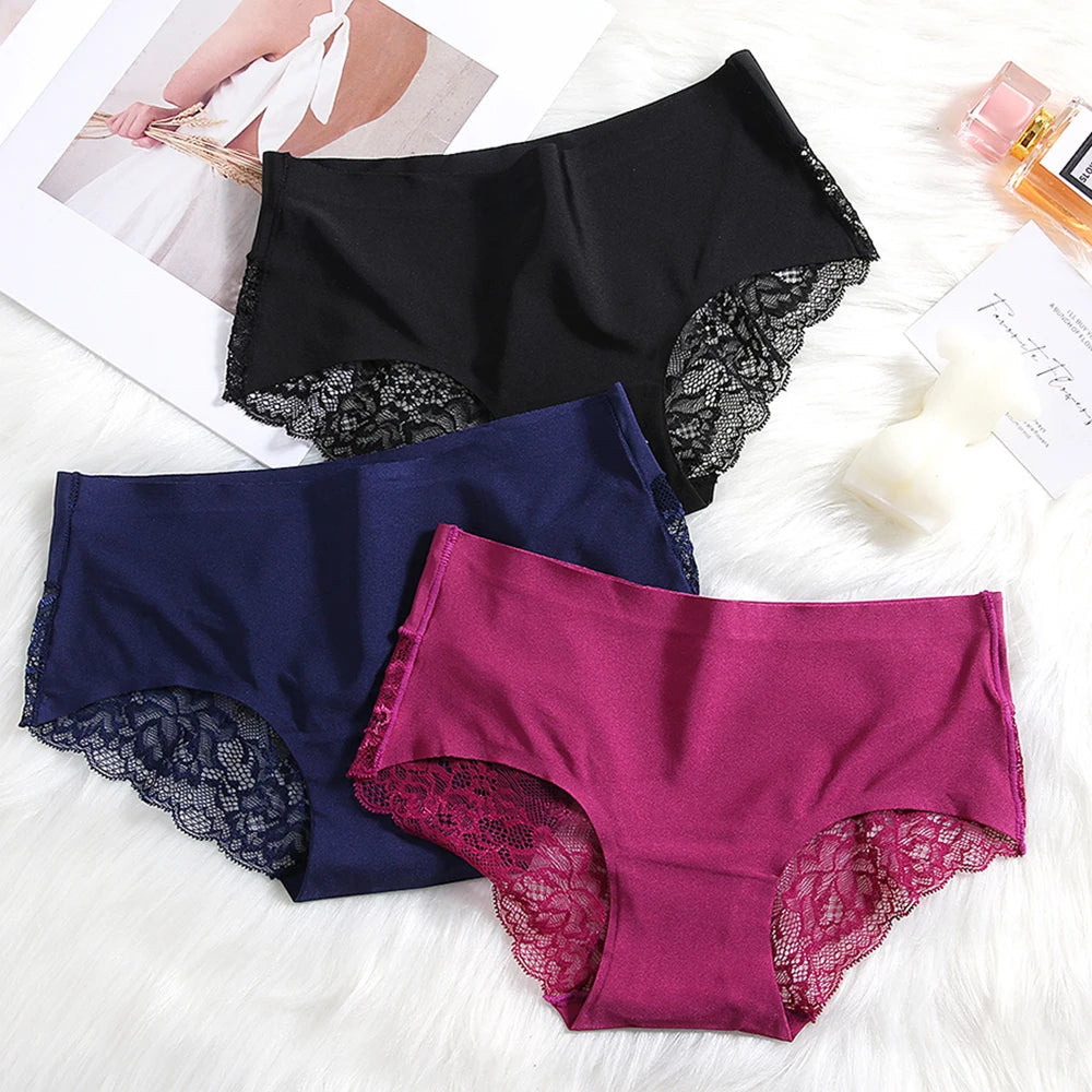 WarmSteps Women Lace Panties Luxury Silk Women's Underwear Solid M-XXXXL Plus Size Panties for Woman Underpants Briefs Female Viralgem Store