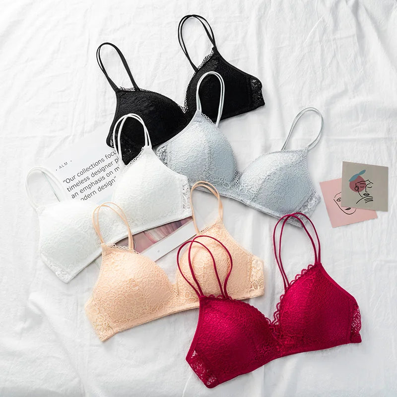 Wirefree Bra for Women Push Up Sexy Underwear Thin Breathable Bras Women Girl's Lace Brassiere Soft Lingerie Underwear A/B Cup