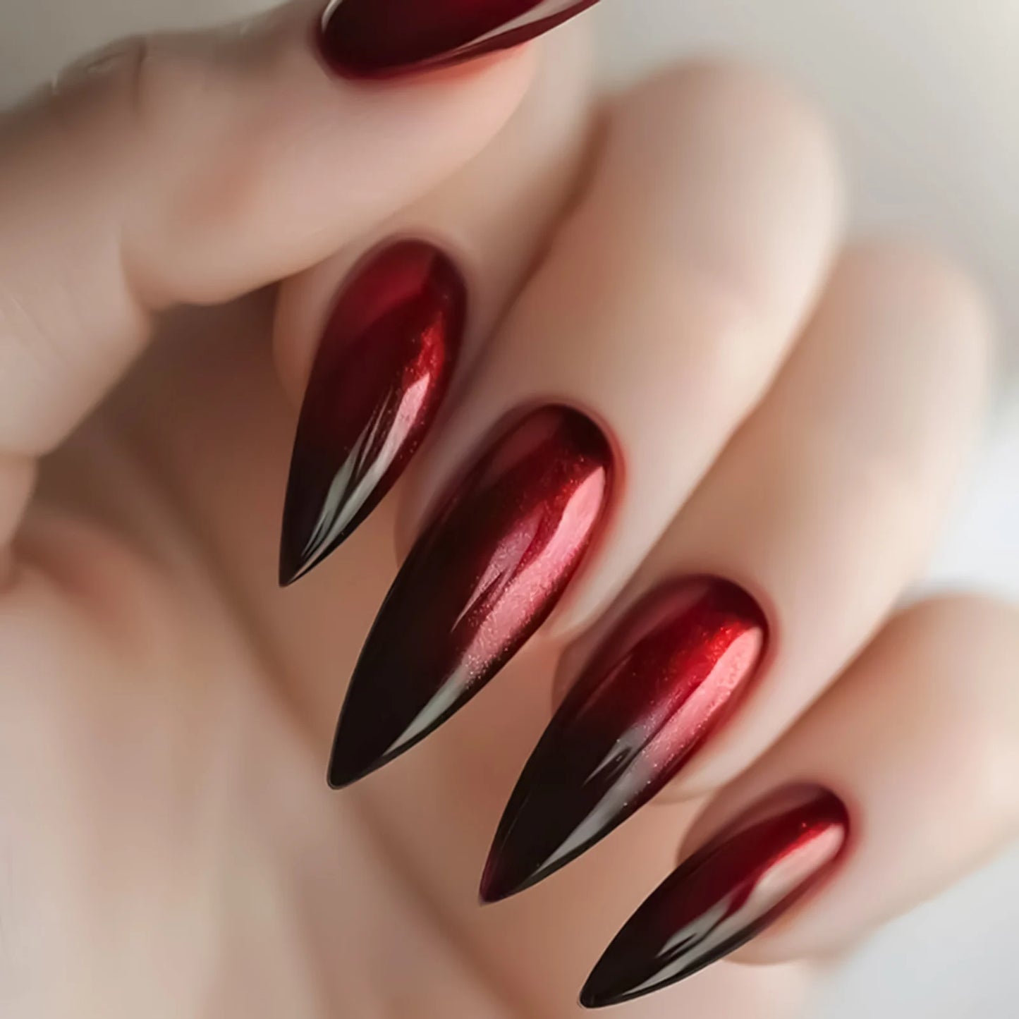 24pcs Black Gradients Long Paragraph Fashion Manicure Patch Reusable Adhesive False Nails Almond Fake Nails Press On Stiletto