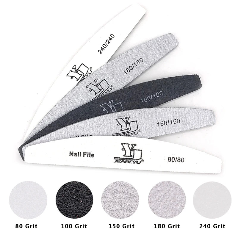 5Pcs/Lot Nail File Mix Color Limas 80/100/150/180/240 Grit Professional Sandpaper Cuticle Remover Buffer Files Manicure Tool Set Viralgem Store