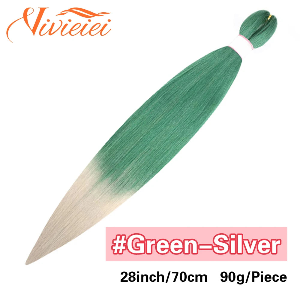 Synthetic Jumbo Braids Hair Extensions 28 Inch Braiding Hair Pre Stretched Orange Green White Blue Red Pink Purple Braids Viralgem Store