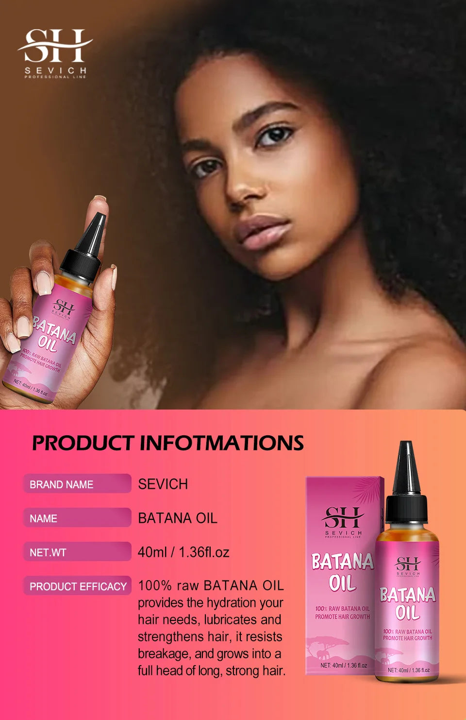 2023 Batana Hair Growth Oil For Black Women 100% Natural Batana Butter For Hair Loss Treatment For Black Men & Women Hair Care
