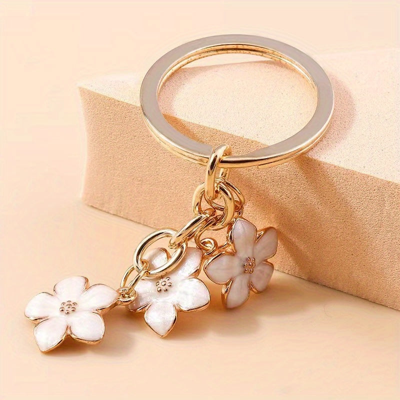 1pc Flower Charm Keychain Customizable Key Ring Bag Accessory Car Pendant Phone Ornament