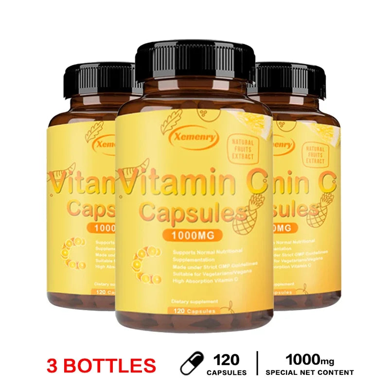 Vitamin C Capsules 1000mg - Immune System and Collagen Booster, Skin Health, AntioxidantSupplements