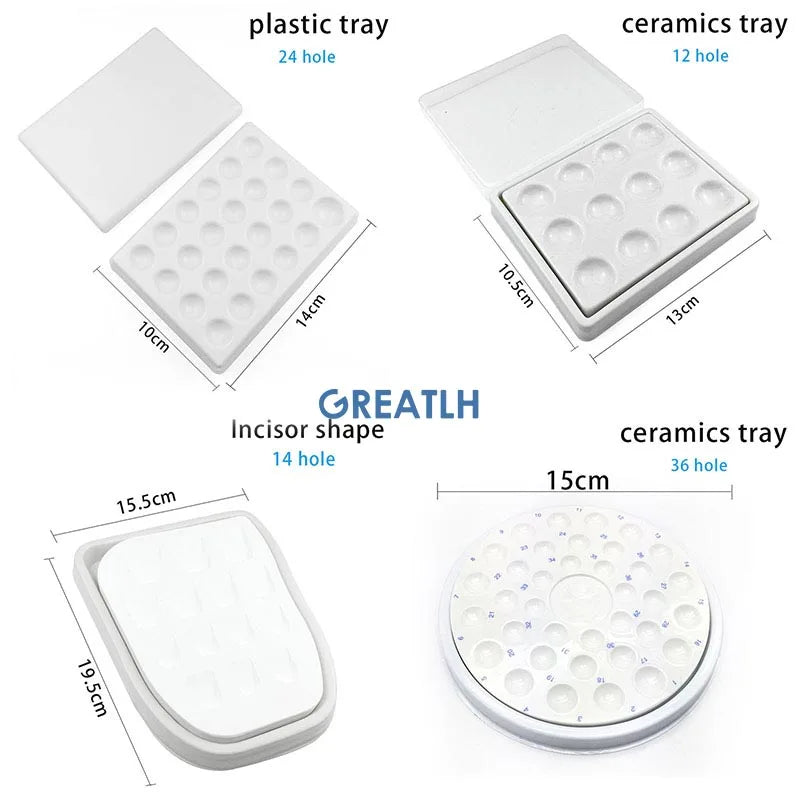 1pcs Dental Lab Mixing Watering Moisturizing Plate Ceramic Palette with Transparent Cover 12/24/36 Slot Dental Supplies Viralgem Store