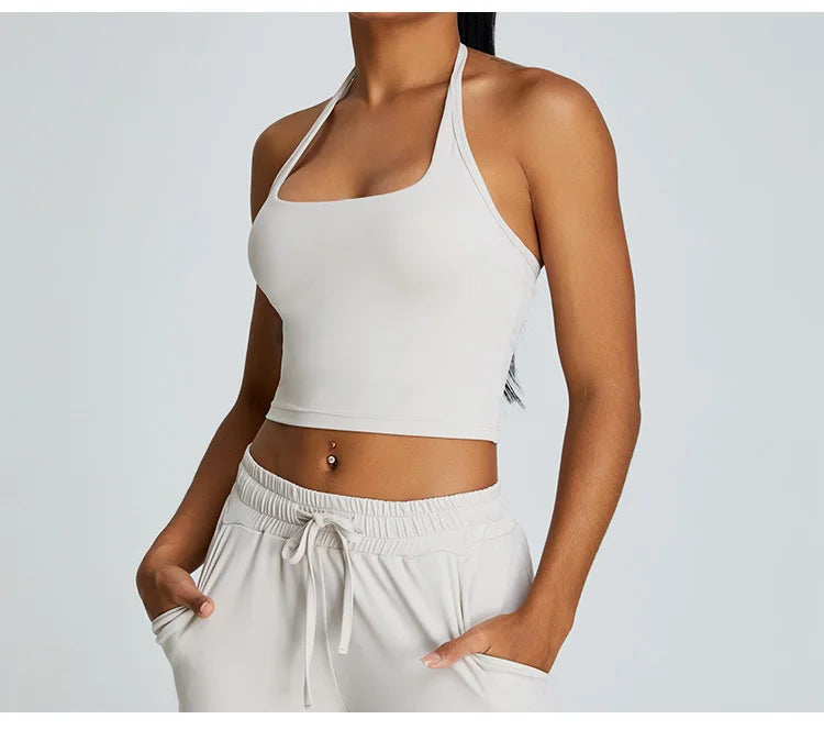 YJ-Spring and Summer New Halter Yoga Vest Women's Sling Beauty Back Exercise Underwear Slim Fit and Quick-Drying Yoga Clothes Br