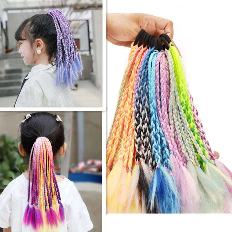 35cm Girl Thicker Wig Ponytail Hair Ropes Kids Twist Braid Rope Headdress Hair Braider Elastic Hair Band Rubber Hair Accessories Viralgem Store
