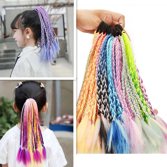 35cm Girl Thicker Wig Ponytail Hair Ropes Kids Twist Braid Rope Headdress Hair Braider Elastic Hair Band Rubber Hair Accessories Viralgem Store