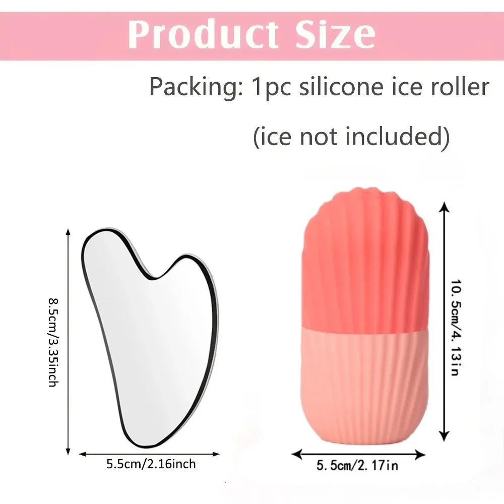 1/3PCS Ice Face Roller Stainless Steel Gua Sha Board Set Facial Massager Face Massage Roller Face Lifting Beauty Skin Care Tools Viralgem Store