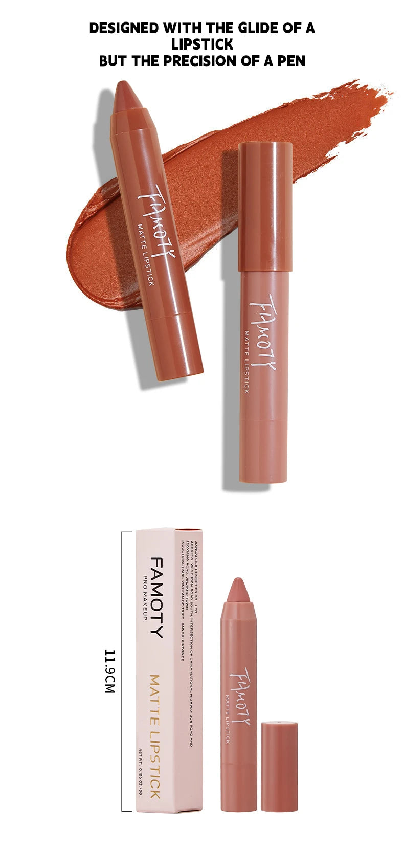 12 Colors Matte Lipstick Pen Waterproof Velvet Nude Lipstick Pencil Sexy Red Brown Pigments Lips Makeup Long Lasting Lip Tint