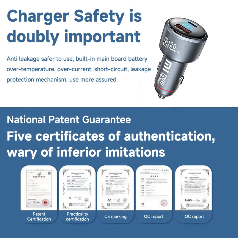 120W Xiaomi USB Type C Car Charger 67W 6A Turbo Fast Charging Adapter For Mi 14 13 13T 12 Pro Redmi Note K60 IPhone 16 15 Charge Viralgem Store