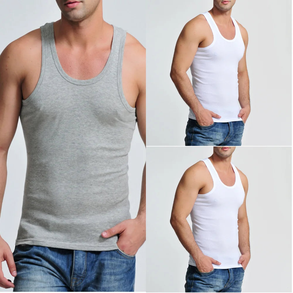 3Pcs Tank Top Casual Men Bodybuilding Clothing Fitness Mens Sleeveless Gyms Vests Cotton Singlets Muscle Tops Plus Size XXXL 4XL