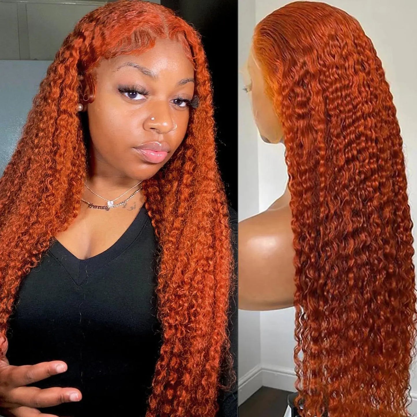 13x6 HD 30 Inch Ginger Orange Lace Front Wig Loose Deep Wave Curly Lace Front Human Hair Wigs Water Wave 13x4 Lace Frontal Wigs Viralgem Store