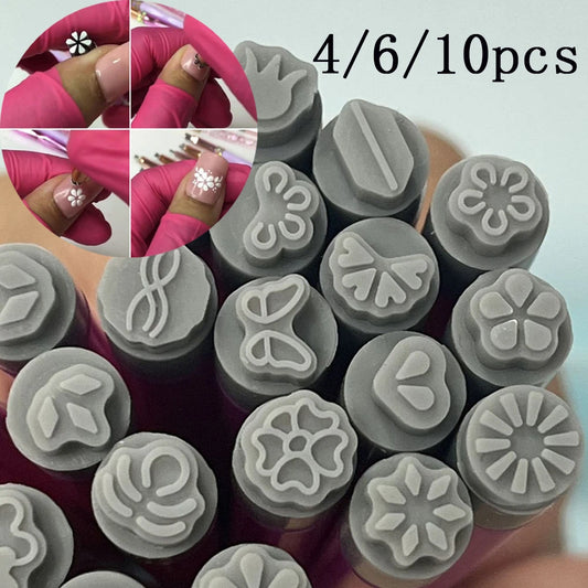10/6/4pcs Nail Art Stamp Pen Set Handicraft Graffiti Flower Nail Templates Stamper Polishing Painting Drawing DIY Manicure Tools