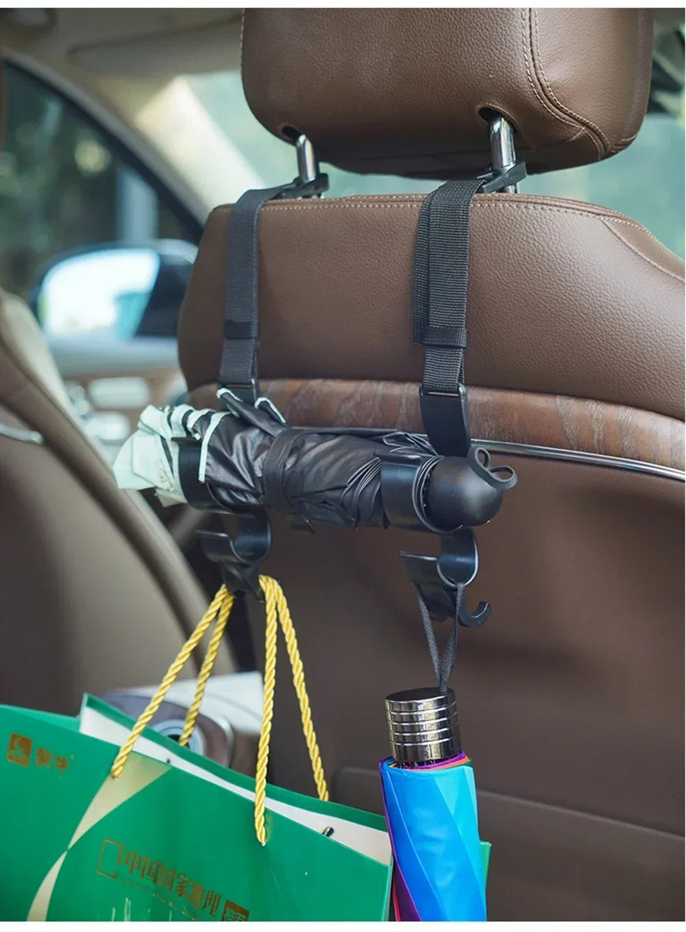 2pcs Car Trunk Storage Hook For Bag Umbrella Fishing Rod Holder Universal Seat Back Organizer Bracket Interior Stowing Tidying