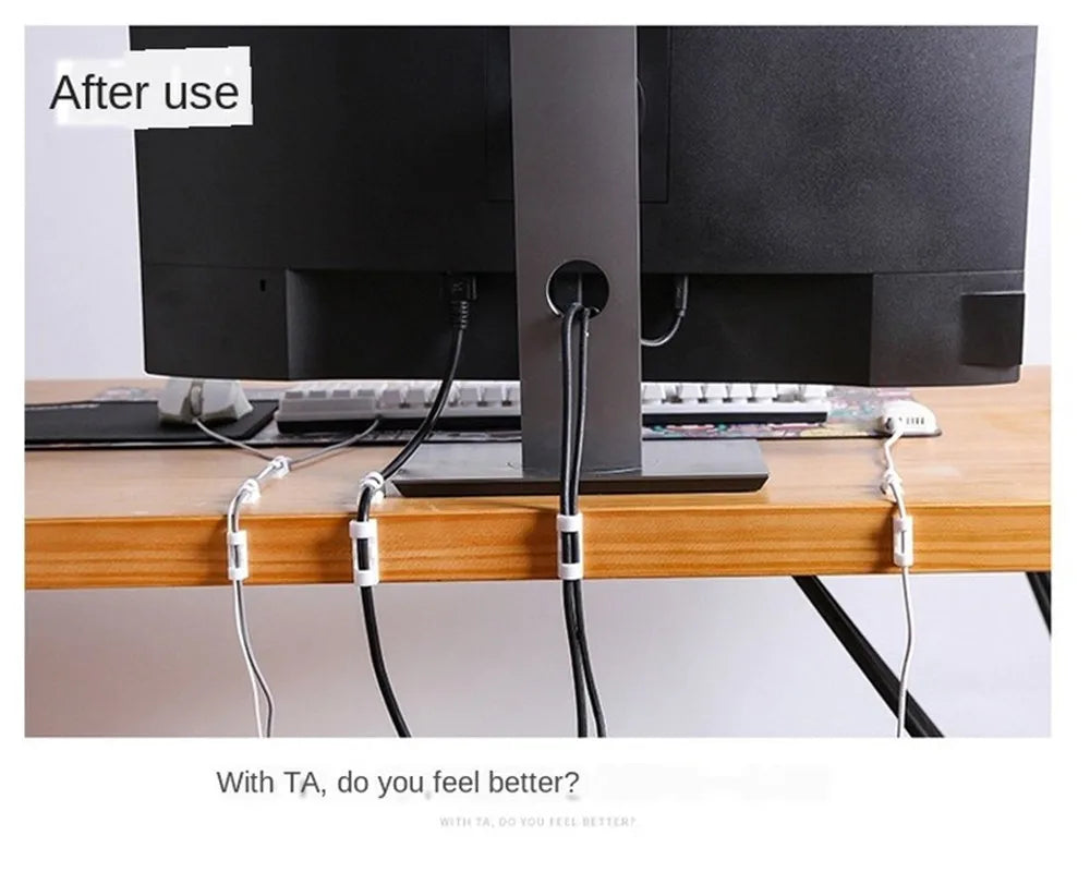 16/20pcs Cable Organizer Clips Cable Management Wire Manager Cord Holder USB Charging Data Line Bobbin Winder Wall Mounted Hook Viralgem Store