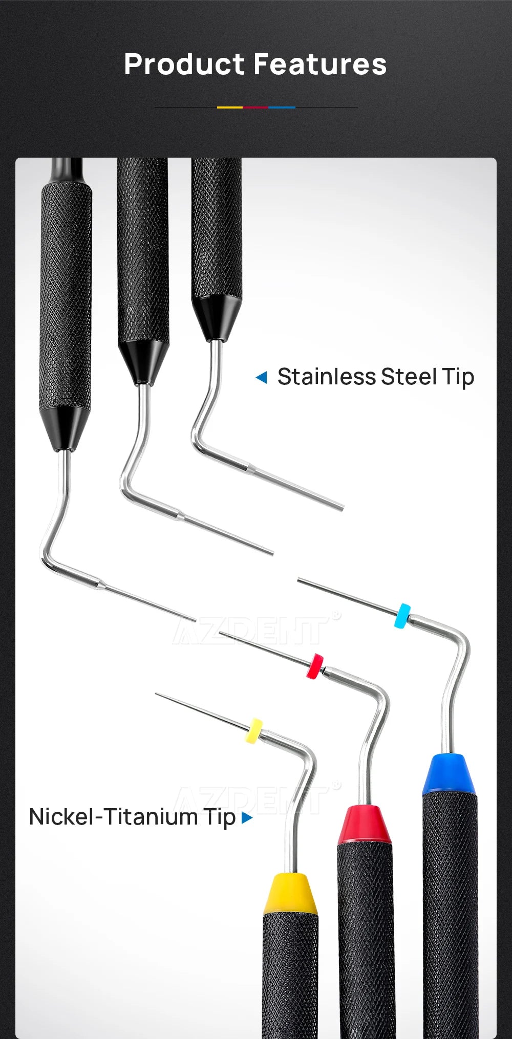 1Pcs AZDENT Dental Endo Buchanan Hand Plugger Fill Instrument NITI Tip #0 #1 #2 Endodontic Dentist Dentistry Tools