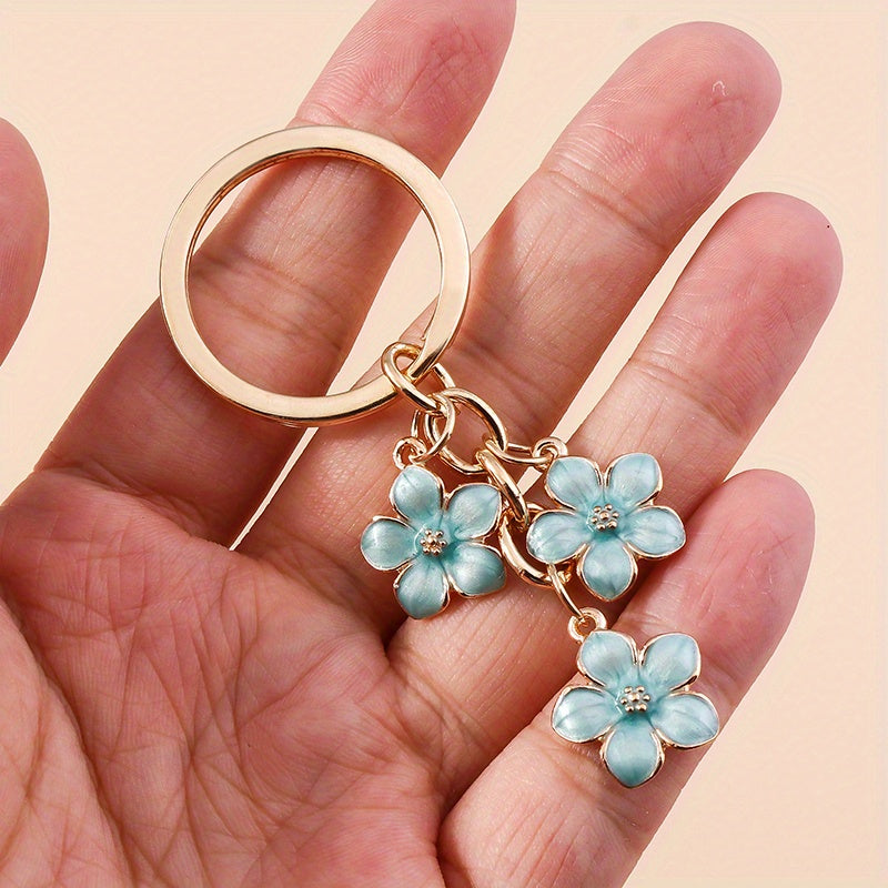 1pc Flower Charm Keychain Customizable Key Ring Bag Accessory Car Pendant Phone Ornament