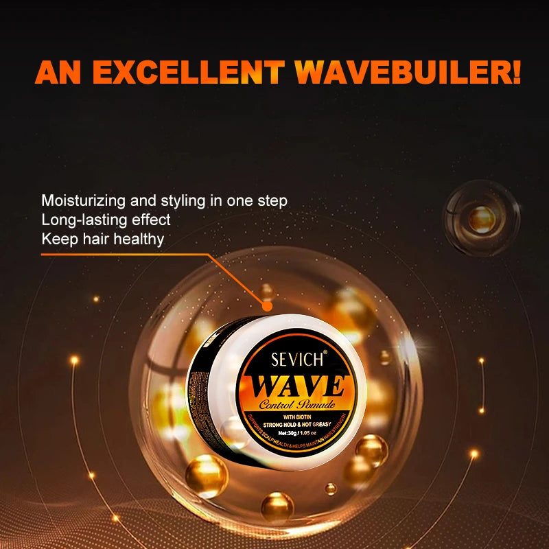 30g Biotin Wave Control Pomade for Men Anti Hair Loss 360 Wave Hair Edge Control Gel Pomade Natural Hair Curly Styling Pomade