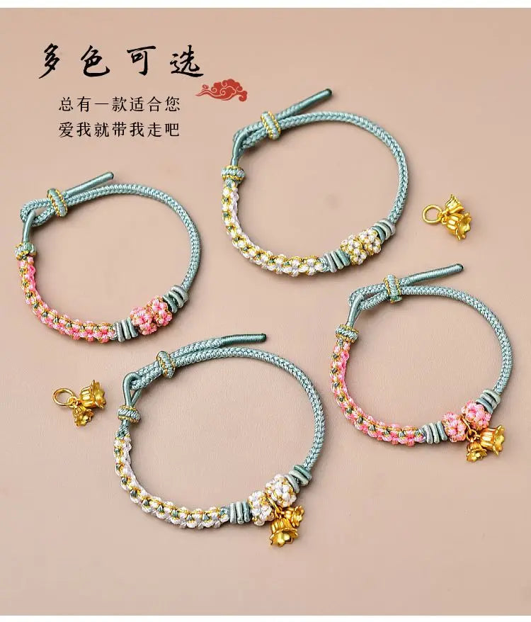 Suzuki Orchid Hand Rope Couple Bracelet Handmade Braided Small Peach Blossom Semi-finished Product String Beads for Girlfriend Viralgem Store