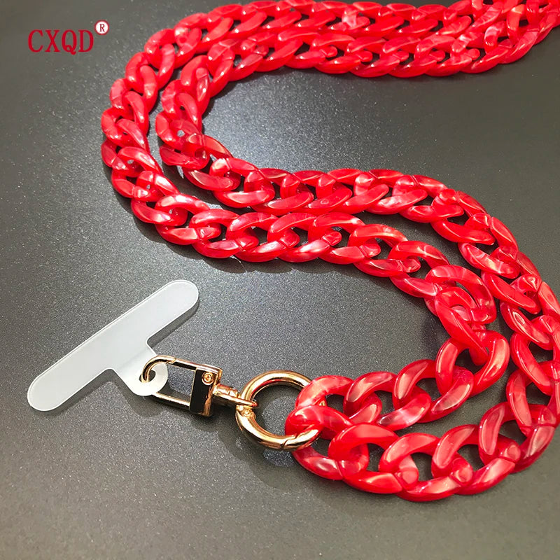 120cm Bevel Design Anti-lost Phone Lanyard Rope Neck Strap Colorful Portable Acrylic Cell Phone Chain Accessories Gifts Outdoor Viralgem Store