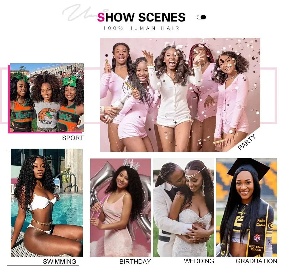 Unice Human Hair Yaki Straight Wig with Side Swept Bangs 7x5 Bye Bye Knots Glueless Lace Wigs Viralgem Store