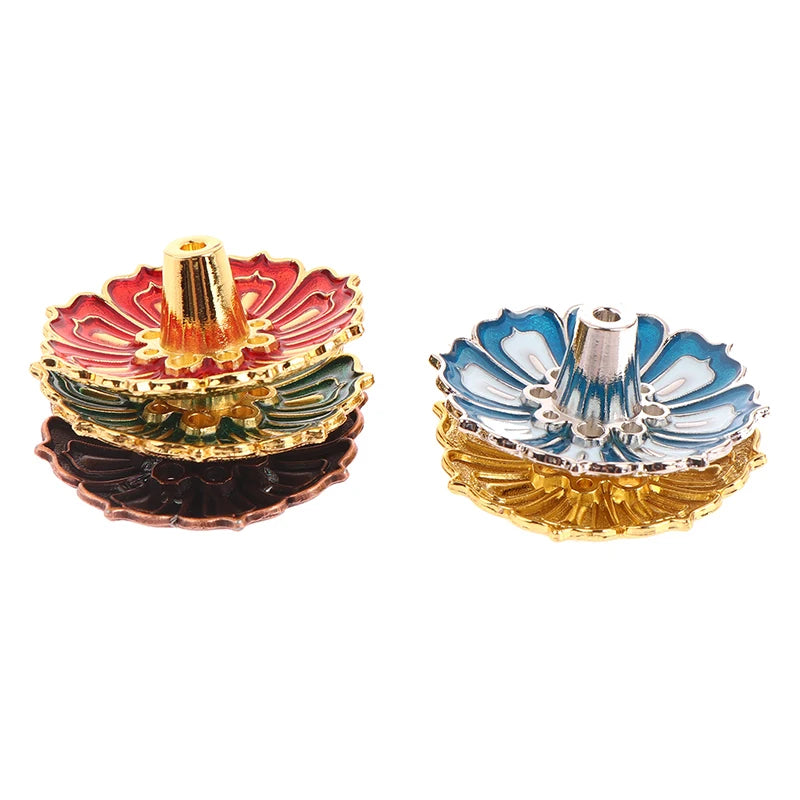 1Pc Lotus Alloy Incense Burner Stick Holder Home Buddhism Line Incense Plate Sandalwood Coil Base Delicate Temples Home Decor
