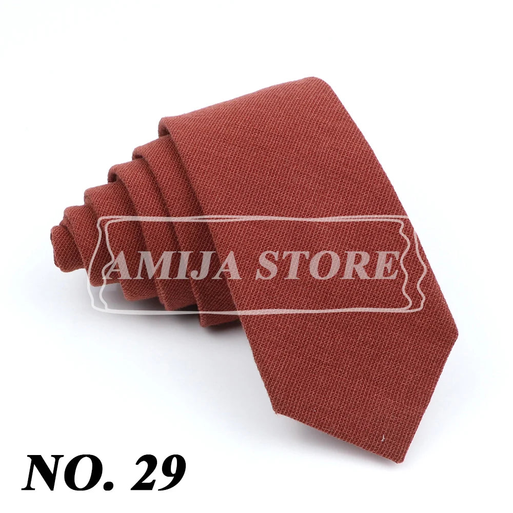 Wed Cotton Tie Solid Color Necktie For Man Woman Blue Pink Yellow Skinny Slim Ties Fashion Wedding Party Gifts Men Accessories