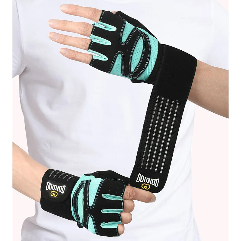 Women Men Extended Cycling Bicycle Gloves Half Finger Gym Gloves Mitten Breathable Anti-slip Glove Fitness Sport Training Gloves