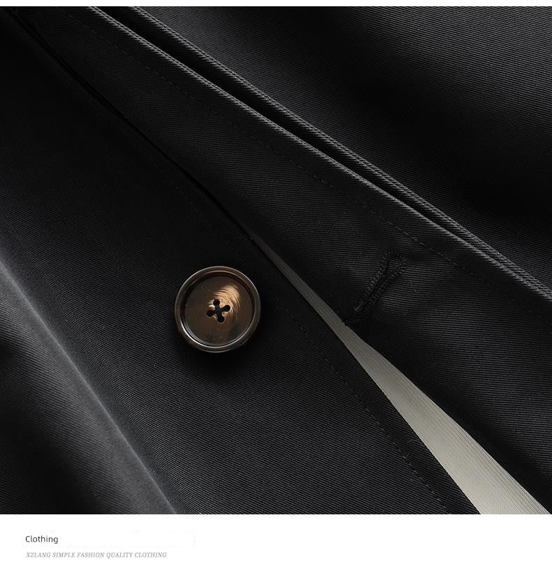 2024 Spring & Fall New Arrival K-style Loose Lapels Men's Mid-Length Trench Coat Japanese-Style Retro Casual Korean Coat Men Viralgem Store