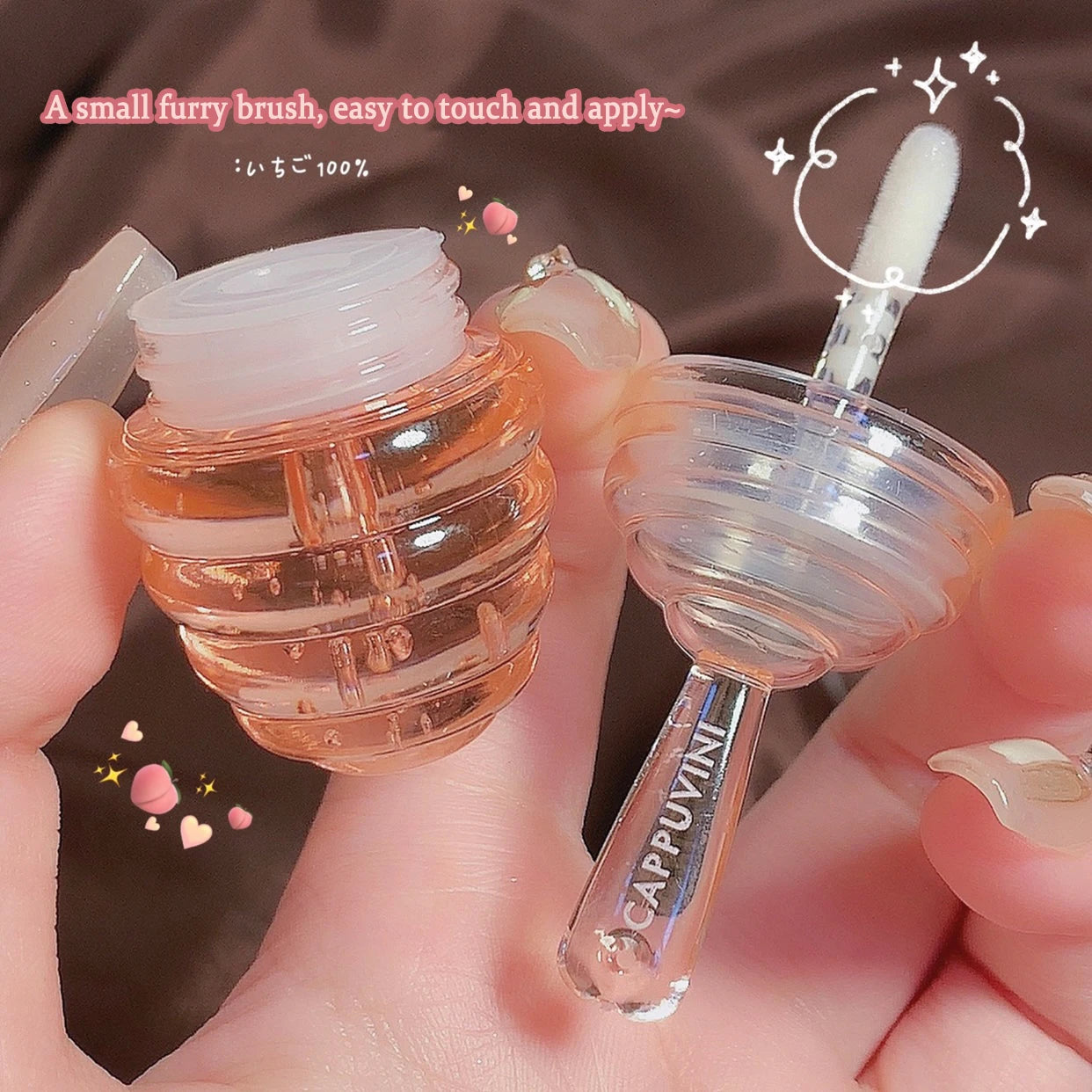 1PC Lip Oil Honey Peach Lip Care Moisturizing Unisex Lip Balm Fade Lip Lines Lip Masks Not Sticky Glossy Clear Lip Gloss Primer