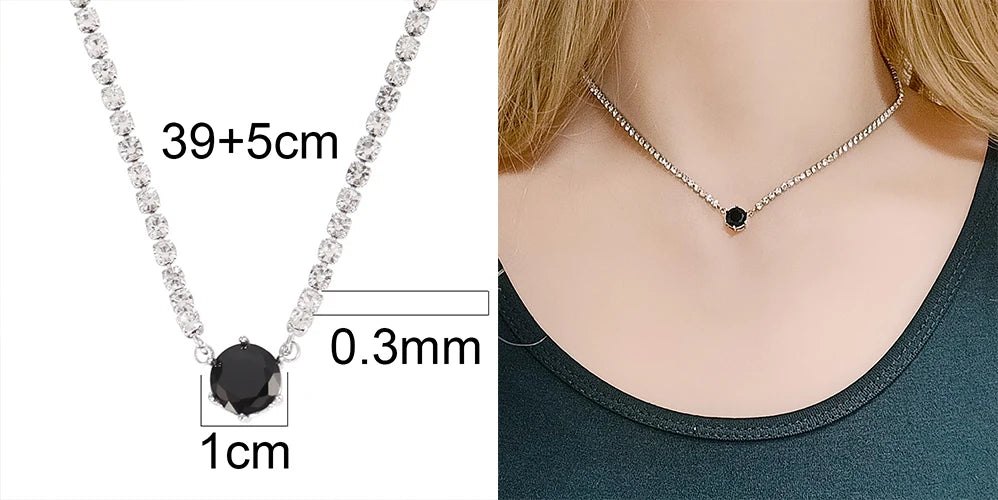 Stainless Steel Necklace Tennis Chain Hip Hop Square Pendant Necklace Star Heart Zircon Choker Necklaces For Women Jewelry