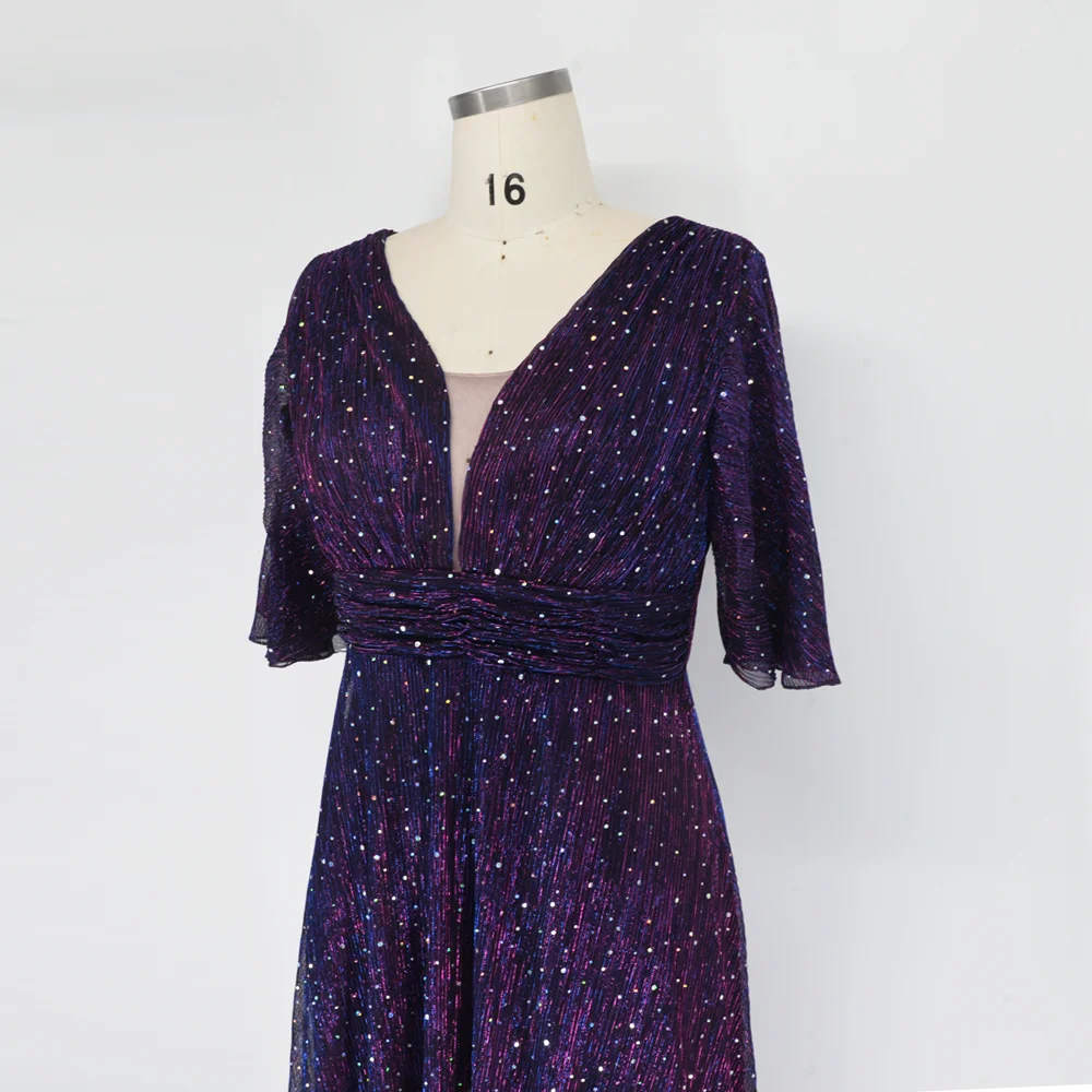 Wedding Bridesmaid Dresses For Plus Size Female Fashion Butterfly Sleeve Glitter Party Dresses New Large Size Women Summer Dress