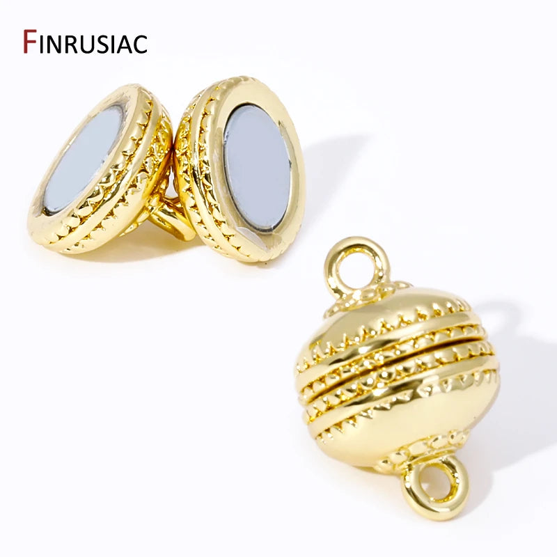 18K Gold Plated Brass Round Strong Magnetic Clasps Connector Buckle Hook Clasps For DIY Bracelets Necklaces Making Accessories Viralgem Store