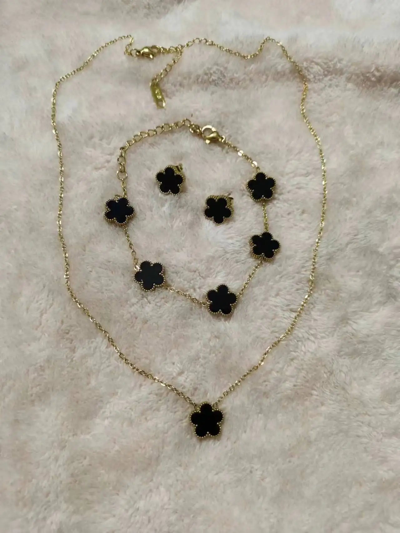 Stainless Steel Non Fading Minimalist Creative Plant Live Leaf Petal Flower Pendant Necklace Earrings Bracelet Jewelry Set Viralgem Store