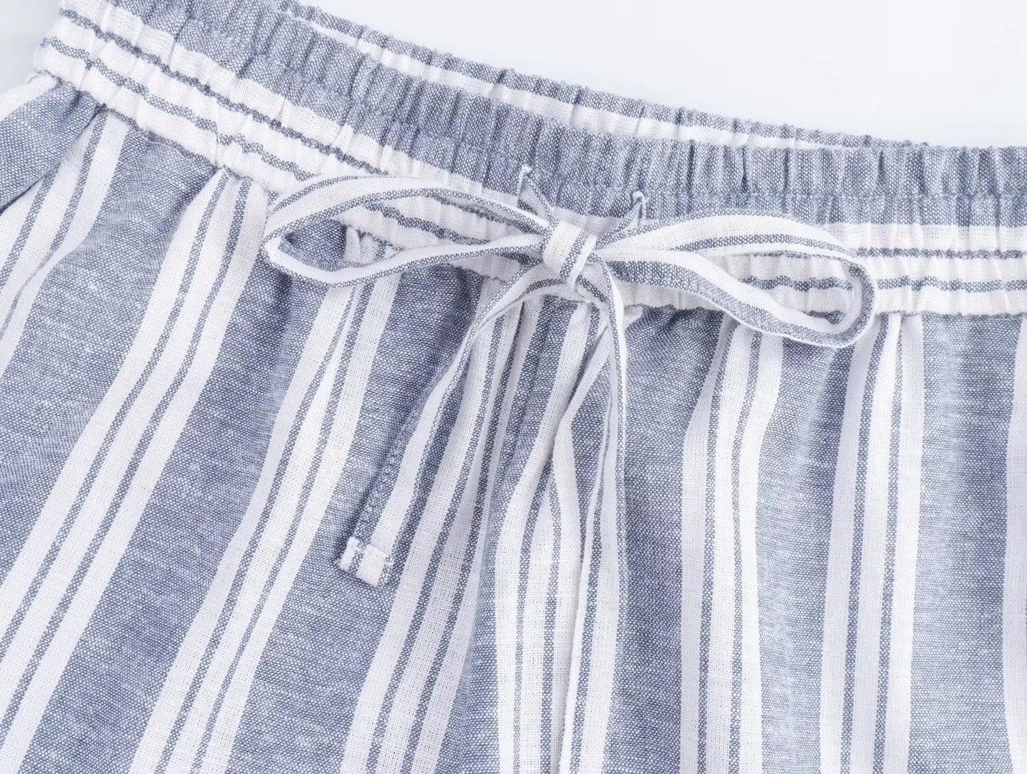 TRAF 2024 Women's Linen Blend Striped Casual Pants Dress Baggy Woman High Waist Cargo Clothes Promotion Official Store