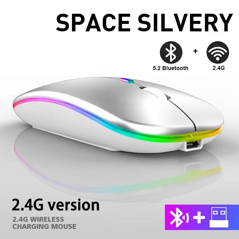 Wireless Mouse RGB Rechargeable Bluetooth Mice Wireless Computer Mause LED Backlit Ergonomic Gaming Mouse for Laptop PC 3600DPI Viralgem Store