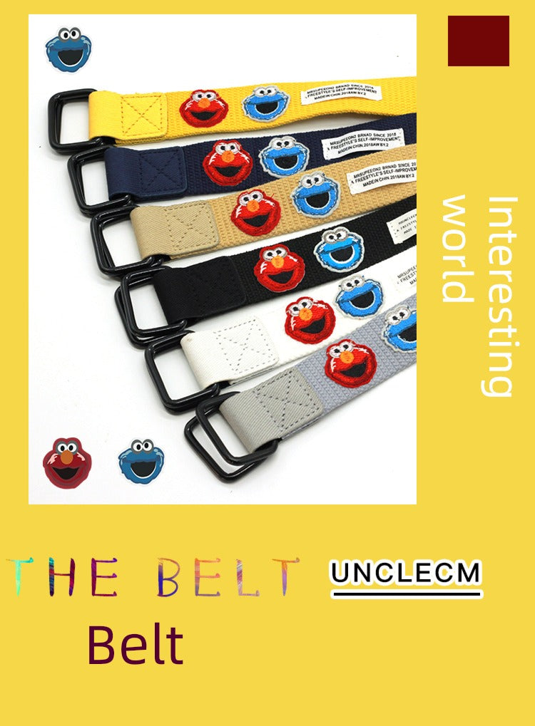 Student Ins Trendy Women's Korean-Style Double Ring Buckle Belt