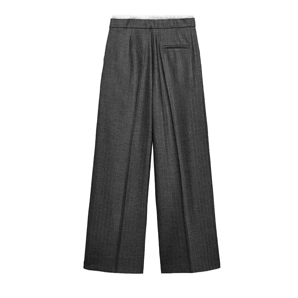 YENKYE Women Adjustable Double High Elastic Waist Wide Leg Pants With Drawstring Female Office Wear Casual Trousers pantalones