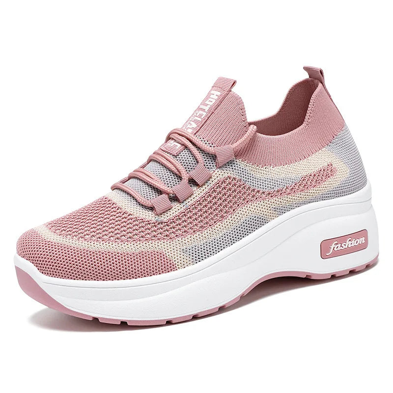 2024 summer platform casual women's shoes increase shoes mesh surface breathable comfortable sports shoes