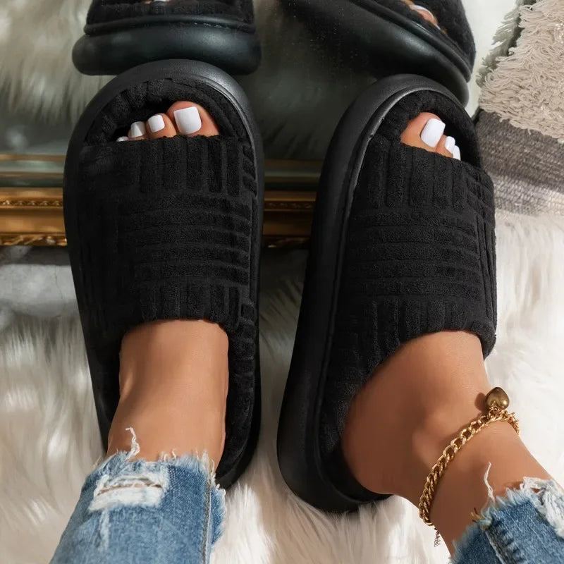 Women's 2024 Spring and Autumn Towel Pattern Thick Sole Home Fashion Anti Slip Towel Sole External Slippers Sandals Outdoor Viralgem Store