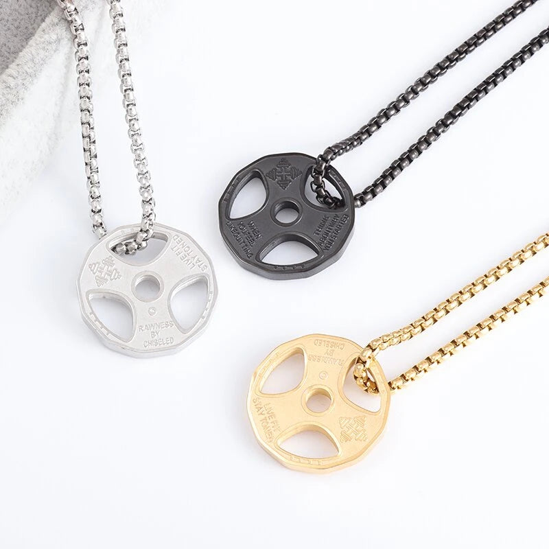 Titanium Steel Dumbbell Pendant Gym Fitness Equipment Barbell Necklace Domineering Muscular Men Fitness Leisure Sports Jewelry Viralgem Store