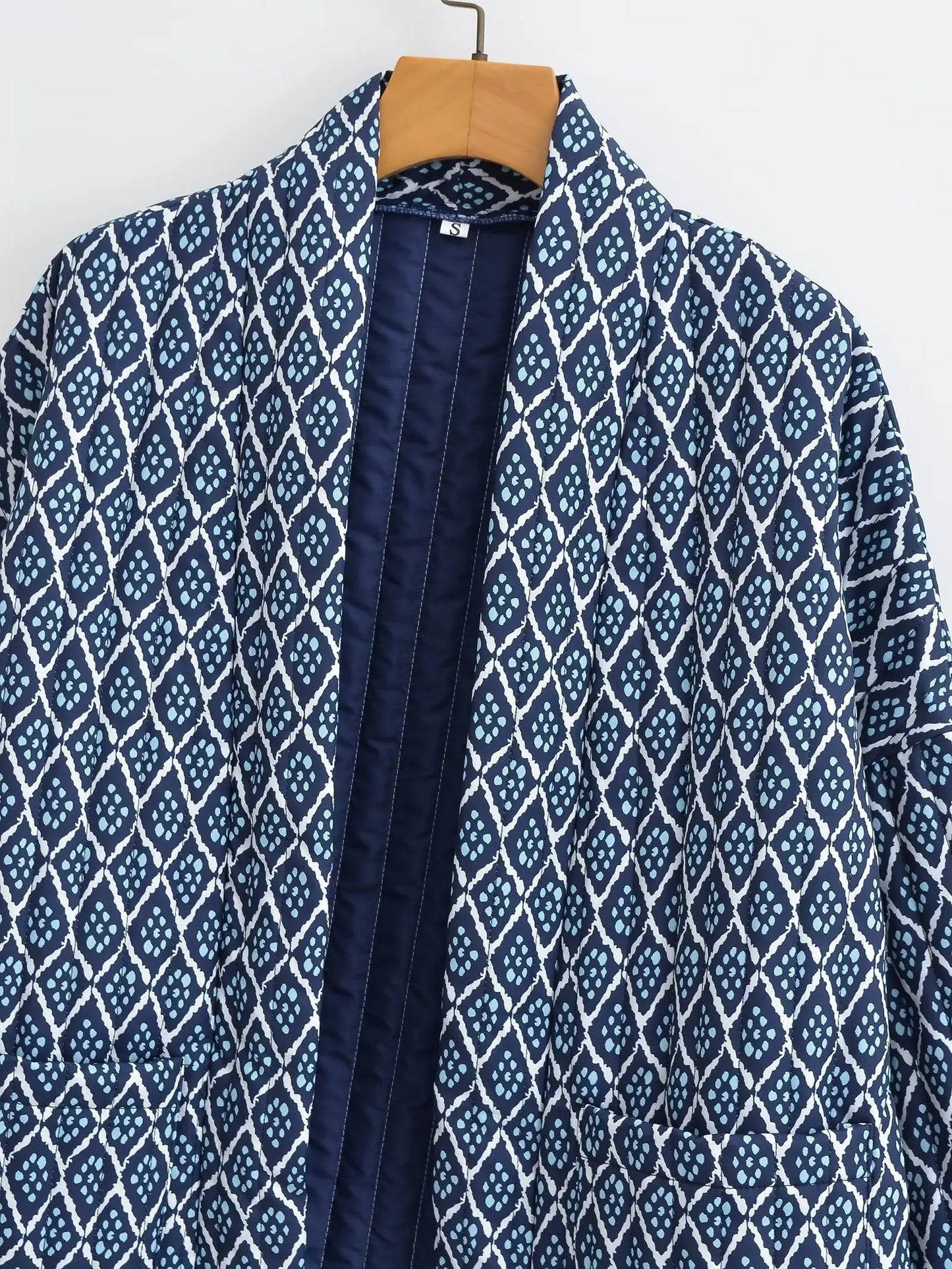 TRAFZA Vintage Patchwork Thick Cotton Jacket Women Loose Pocket Long Sleeve Autumn Winter Jacket Female O-Neck Ladies Outwear