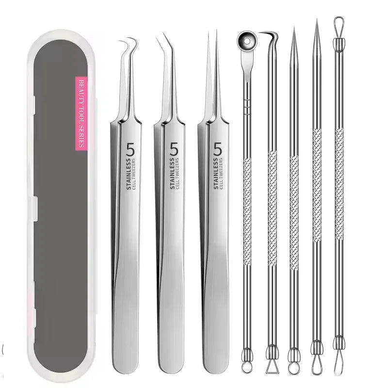 4-11Pcs Ingrown Hair Tweezers Acne Blackhead Removal Needles Black Dots Cleaner Pore Cleaner Deep Cleansing Face Skin Care Tools Viralgem Store