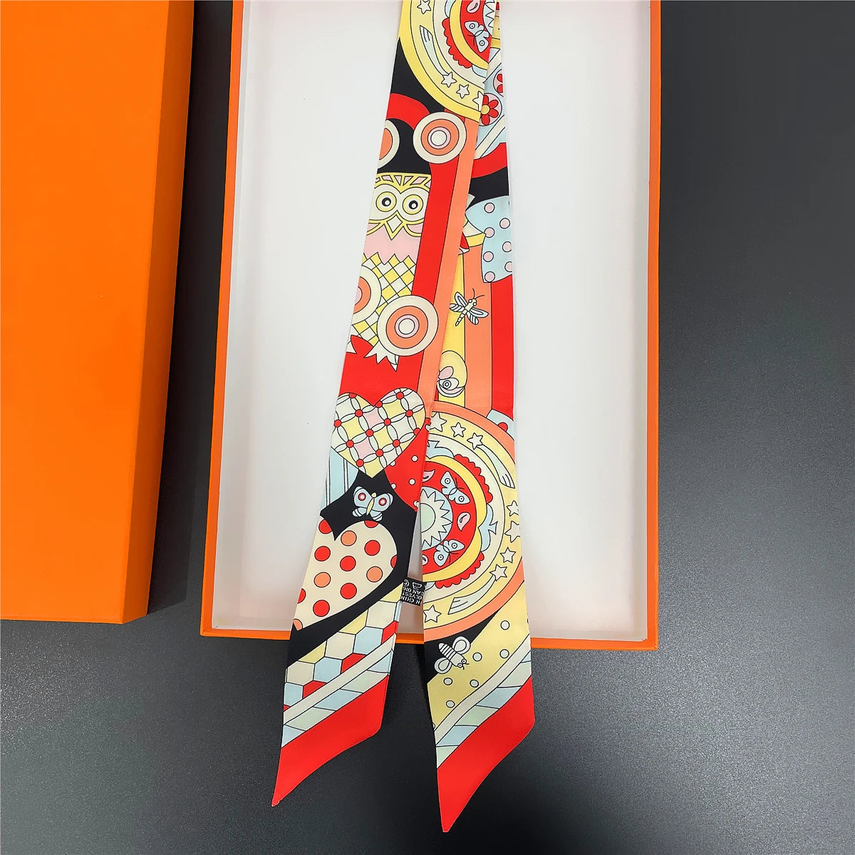 2024 Brand New Design Owl Scarf Women Luxury Silk Scarf Fashion Hair Headband Foulard Skinny Bag Scarves Neckerchief For Ladies