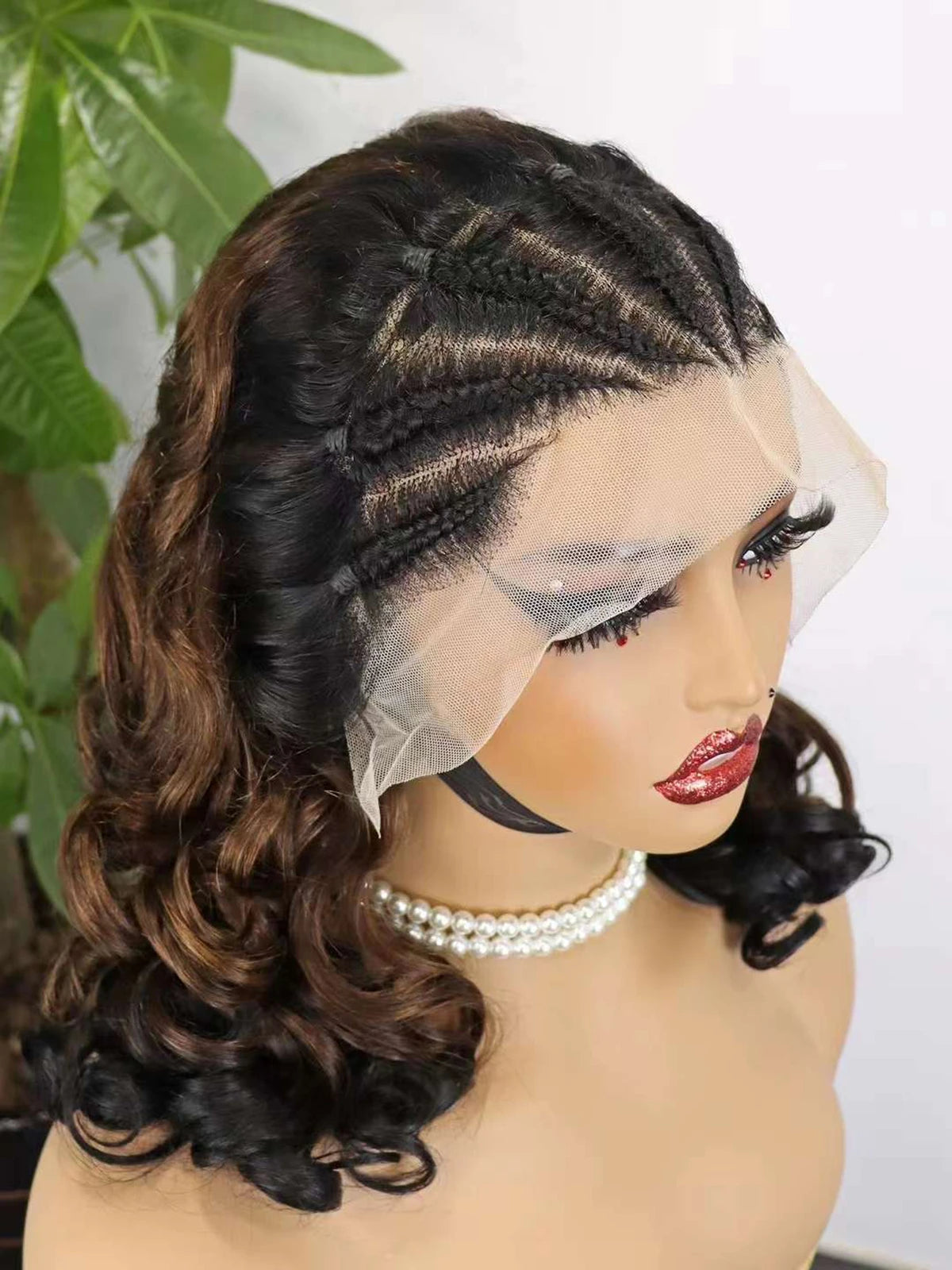 4T30T4 Color  Loose Wave Remy Human Hair Wigs 250% Density 13x4 Lace Frontal Cornrow Braided Wig SLoose Fumi Lace Braid Wig