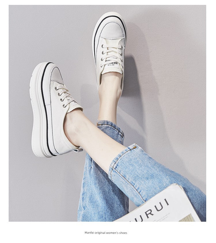 White Shoes Thick Sole Elevator Wild Best Selling Canvas Shoes
