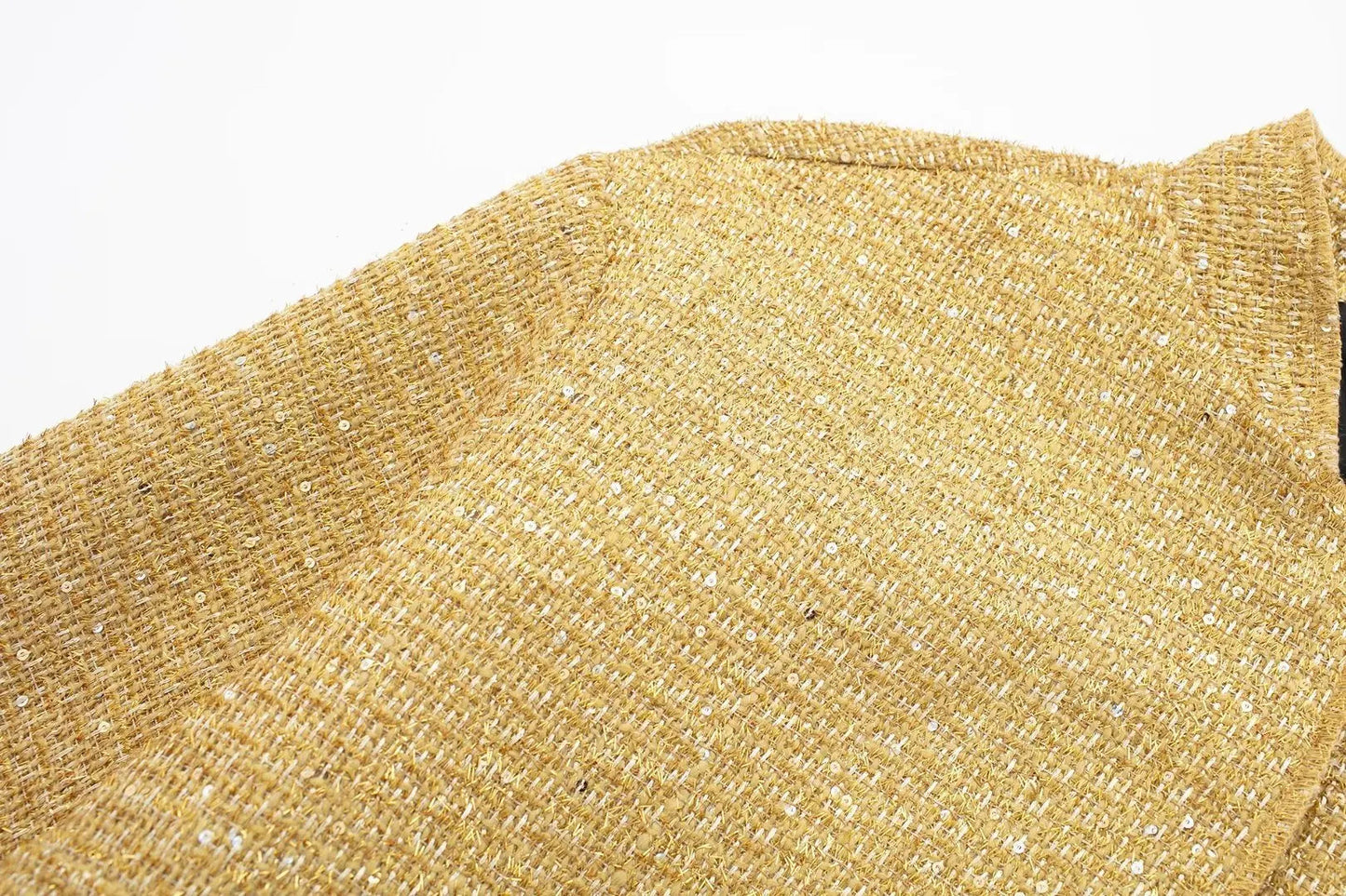 TRAFZA Women Trend Gold Sequin Decoration Loose Short Jacket Woman New Fashion Coat Versatile Warm Chic And Elegant Female Coats Viralgem Store